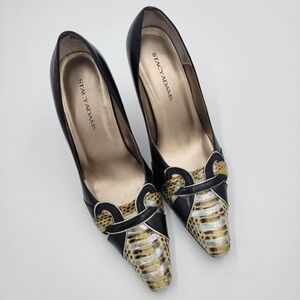 Stacy Adams Black and Snakeskin Pump Heels Sz 10M